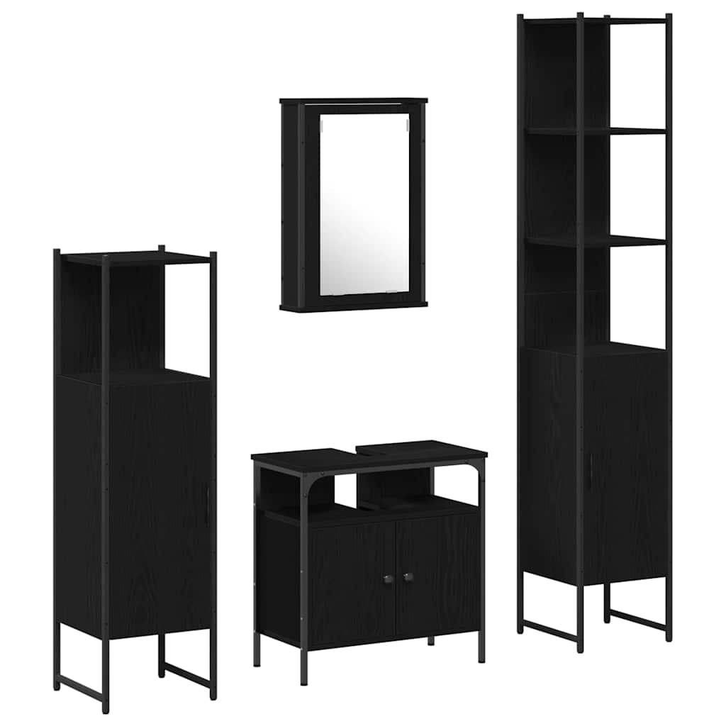 Bathroom Furniture Set 4 pcs Black oak 33 x 33 x 185.5 cm
